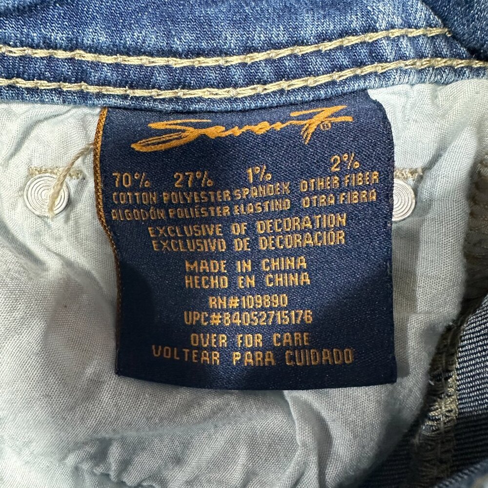 Seven7 Jean Shorts Womens 10 Blue Cotton Stretch Pockets Logo - Picture 4 of 6